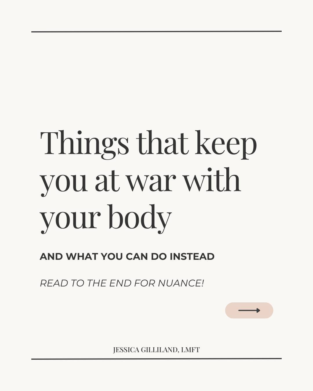 If you feel like you're at war with your body, I hope you'll know it CAN get better. And you don't have to change your body in order to feel more at peace. Ending the war with your body can start with small actions that communicate acceptance, respec