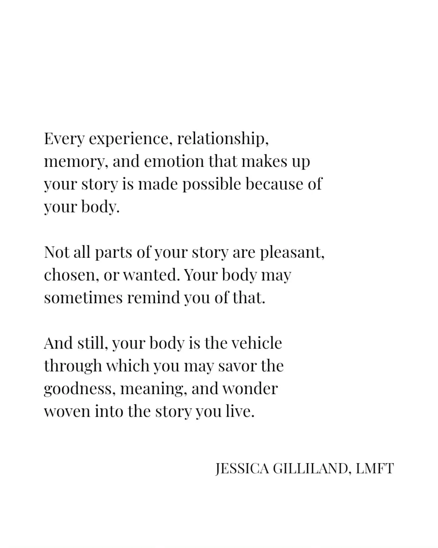 Body image struggles can make it feel like the thing that matters most about your body is the way it looks. 

Shifting into living IN your body instead of looking AT it can massively expand your experience of your body. 

It's both vulnerable and bea