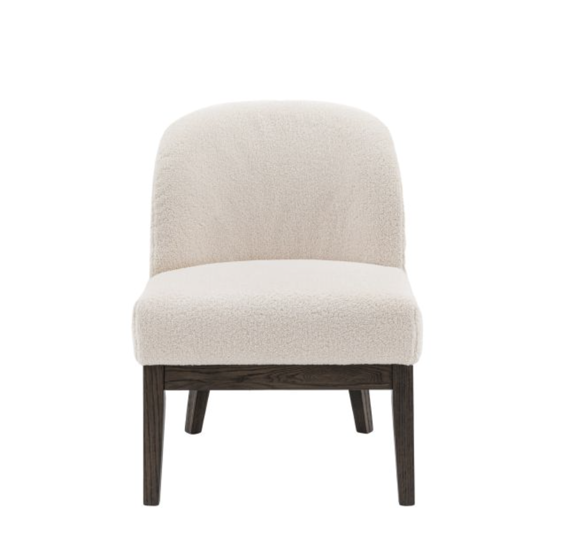 This lovely occasional chair would look at home in a wide range of interiors. The seat and gently curved back are upholstered in a beautiful cream fabric which pairs perfectly with the wooden underframe and legs.
