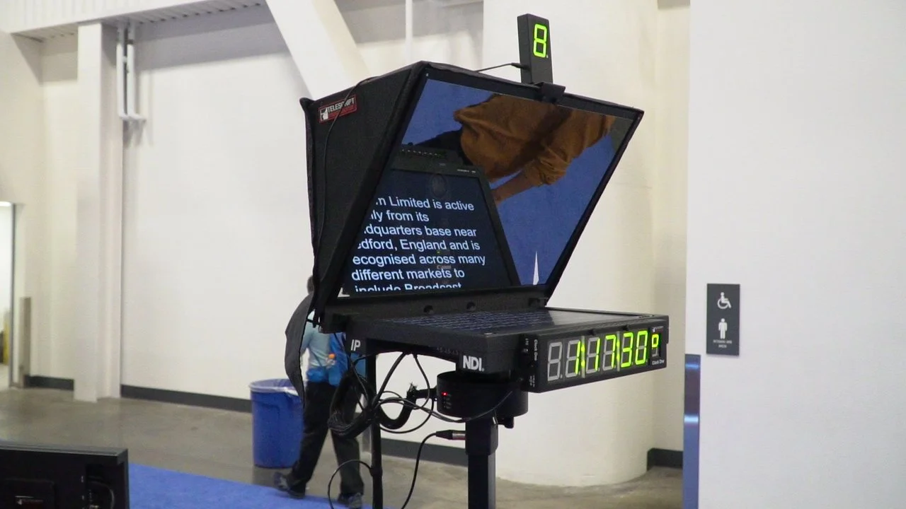 telescript-17-inch-teleprompter-setup-nab-2025.JPG