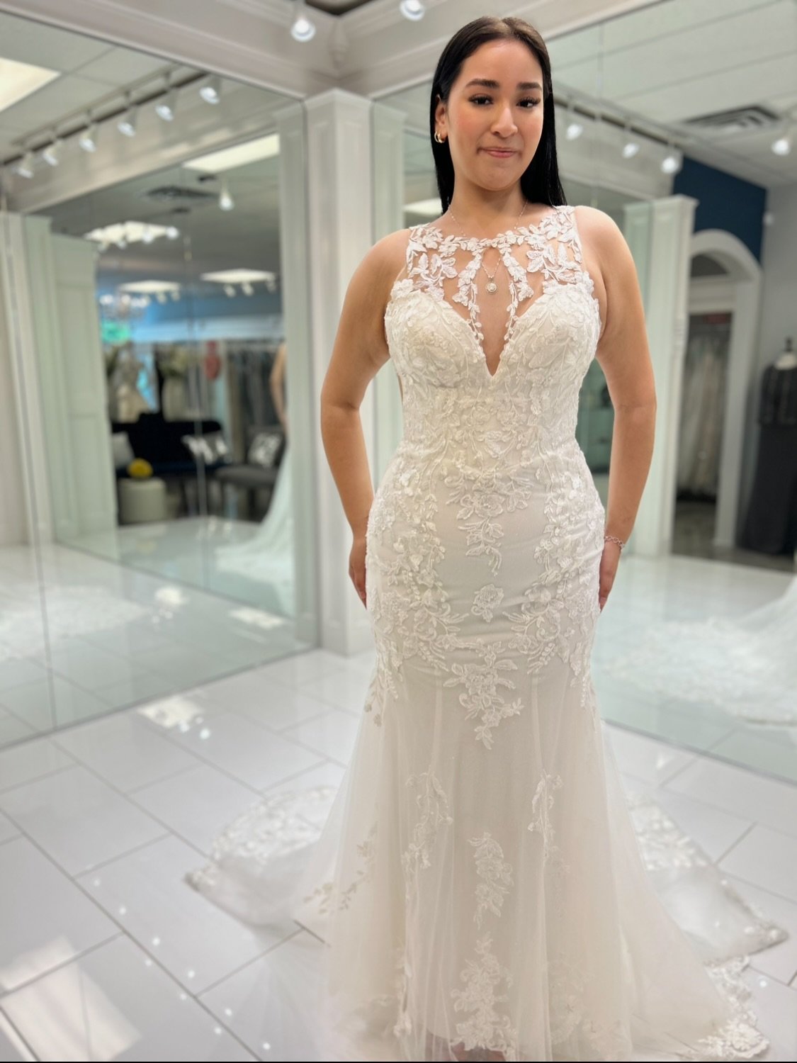 Who says bridal gowns can&rsquo;t bring the drama and the daintness? 💐✨ This fit &amp; flare is serving sheer wow moments from every angle 🤩
.
.
.
#nataliesbridalsbybb #weddingdressgoals #weddingseason #weddingdress #weddingday #weddings #bridal #b