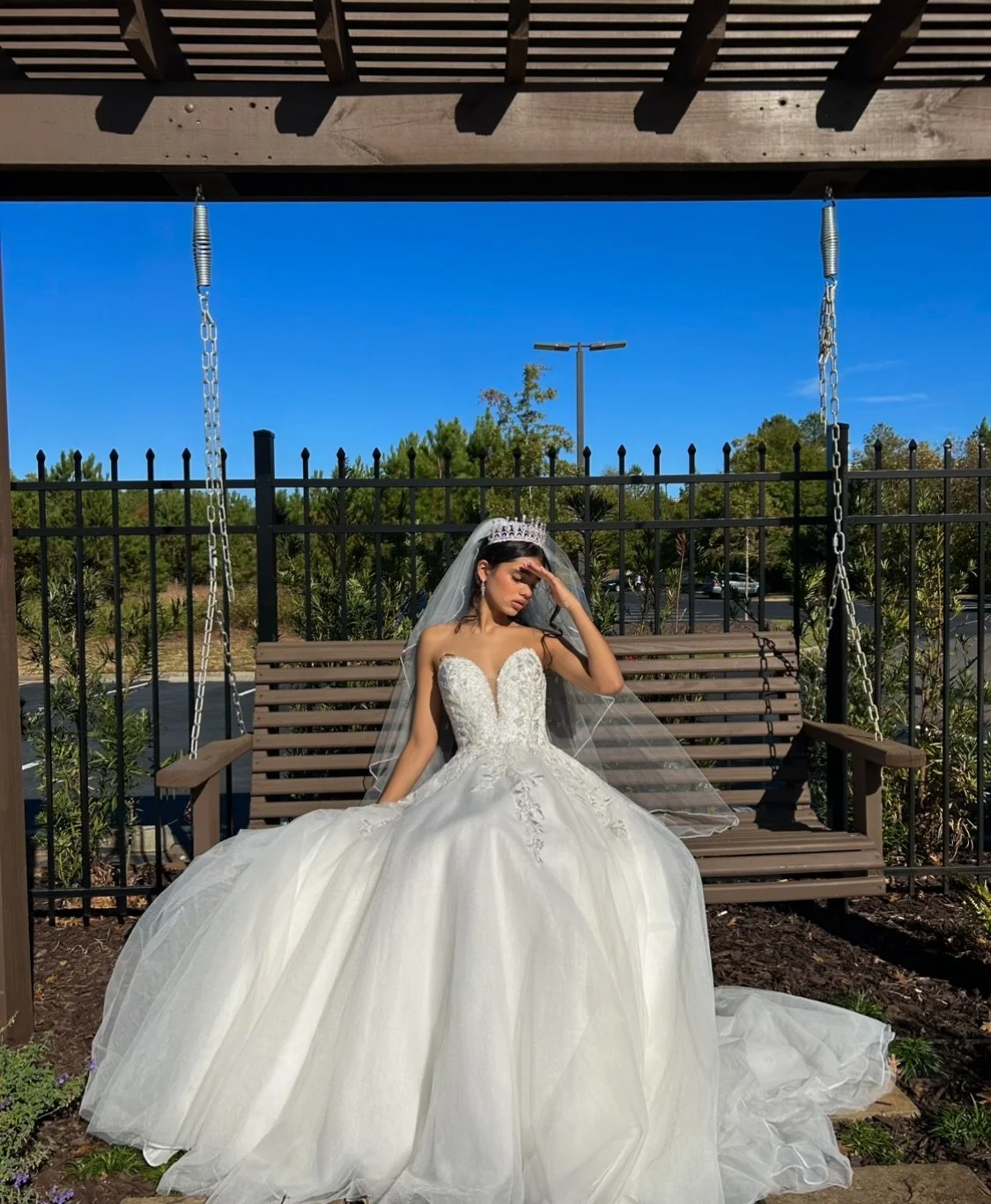 Swinging into your bridal dreams 🤍✨ Beaded lace, romantic textured, and timeless A-line gown elegance 🤩 Would you wear this for your big day? 💍
.
.
.
#nataliesbridalsbybb #weddingdress #bridalboutique #bridal #ballgown