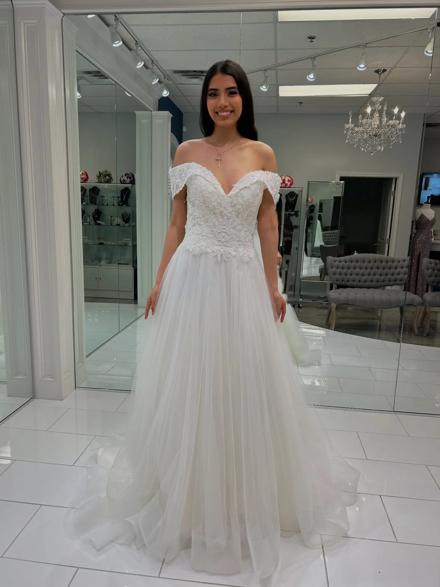 Float into forever wearing this gorgeous A-line 💍✨ This off-the-shoulder beauty is pure romance, with this soft dreamy skirt, and stunning beaded lace along the bodice and portrait collar 💖
.
.
.
#nataliesbridalsbybb #weddingdress #bridal #bride #b