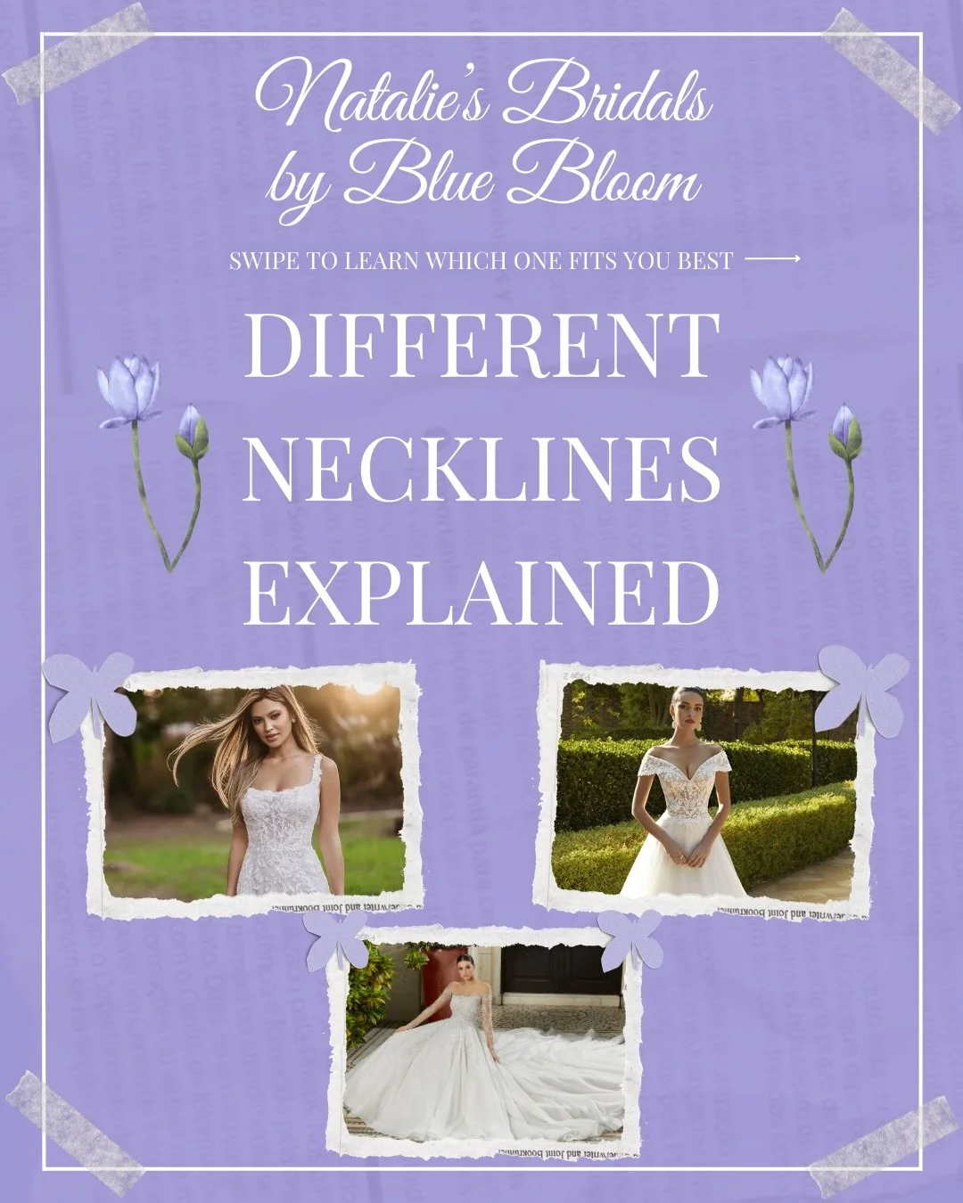 From romantic sweetheart 🤍 to flattering V-neck ✨ to chic square ▫️ Each neckline gives a different look and feel! Swipe through to see the differences and find out which one is your style 😉 Ready to try them on? Scan the QR code to book your appoi