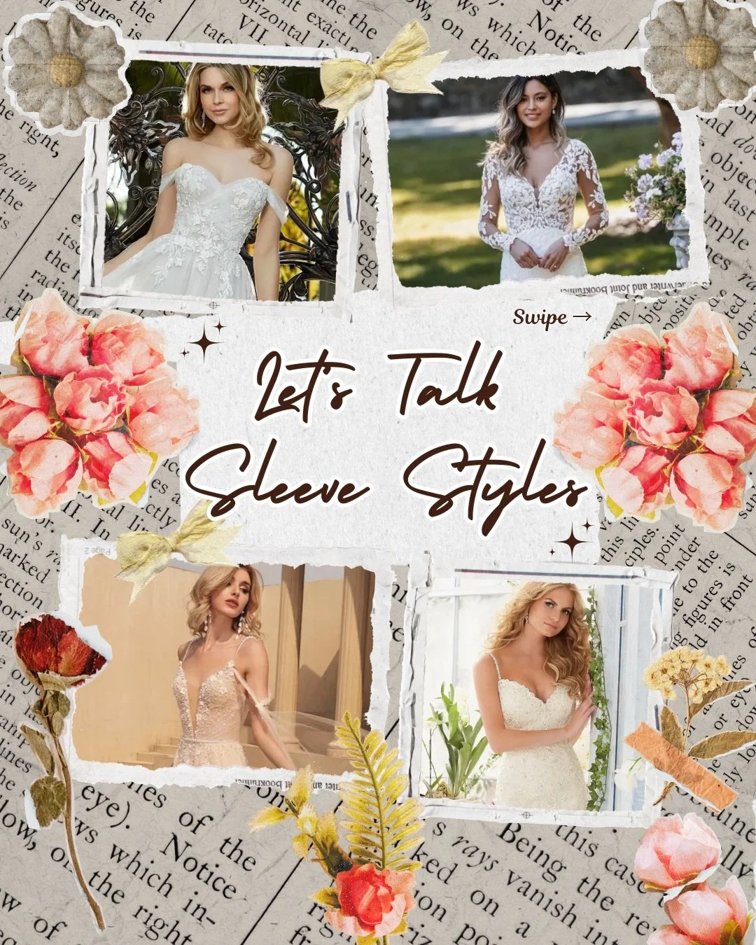 From delicate spaghetti straps to romantic off the shoulder and timeless long sleeves, each style brings its own uniqueness 🤍🌸 Swipe through to learn about each style &amp; let us know which one is your favorite 🥰
.
.
.
#nataliesbridalsbybb #weddi