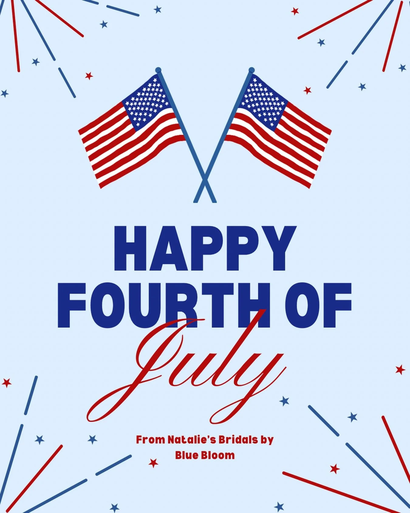 Happy Fourth of July 🇺🇸❤️🤍💙 We will be closed on Friday July 3rd &amp; Saturday July 4th. We hope everyone has an amazing weekend!