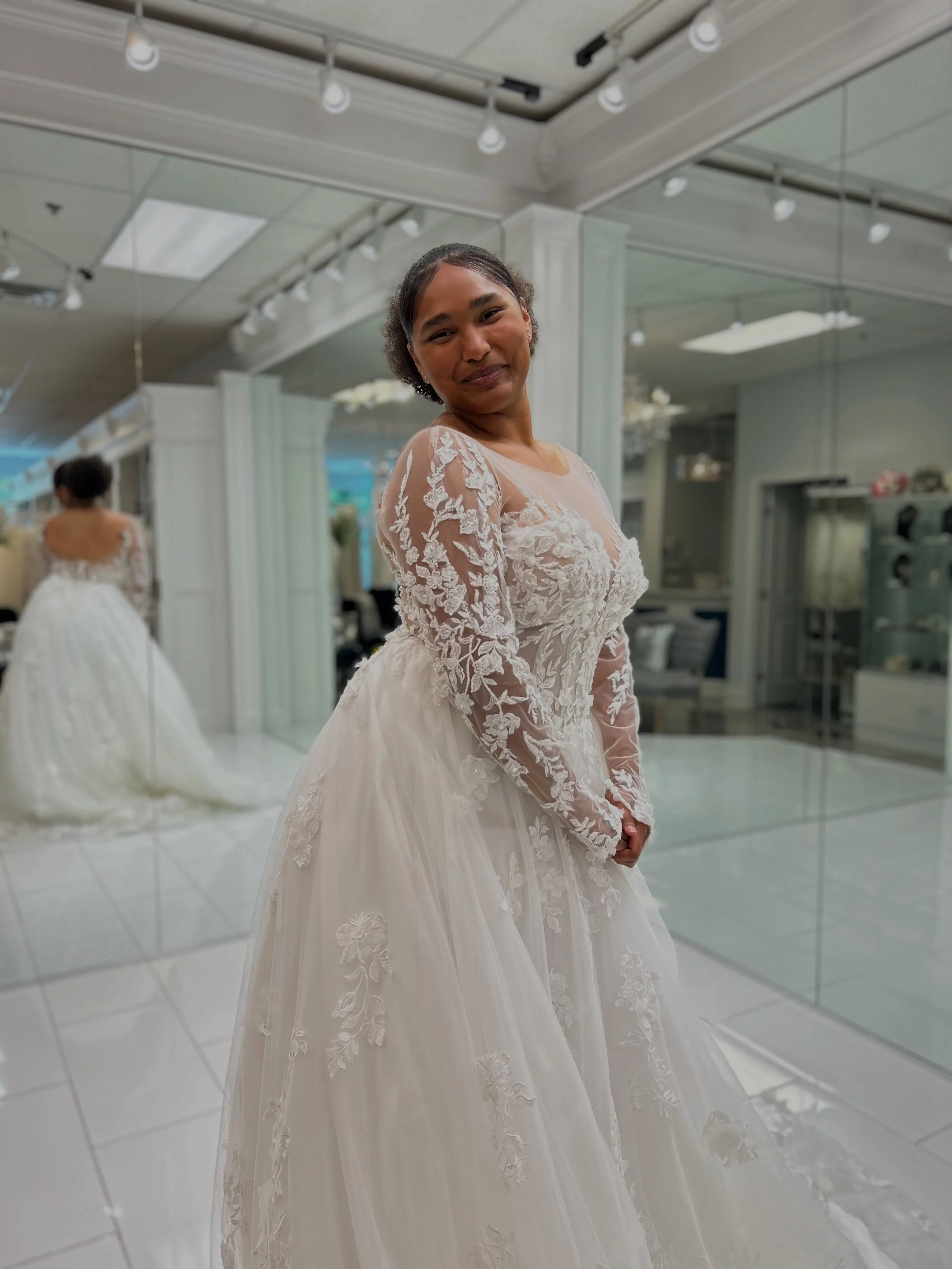 POV: you finally found the ball gown you&rsquo;ve been dreaming about ☁️💕 Romantic lace &amp; frosted 3D florals and a silhouette made to make a gran entrance ✨ Book your appointment today and take home this beauty 🥰
.
.
.
#nataliesbridalsbybb #wed
