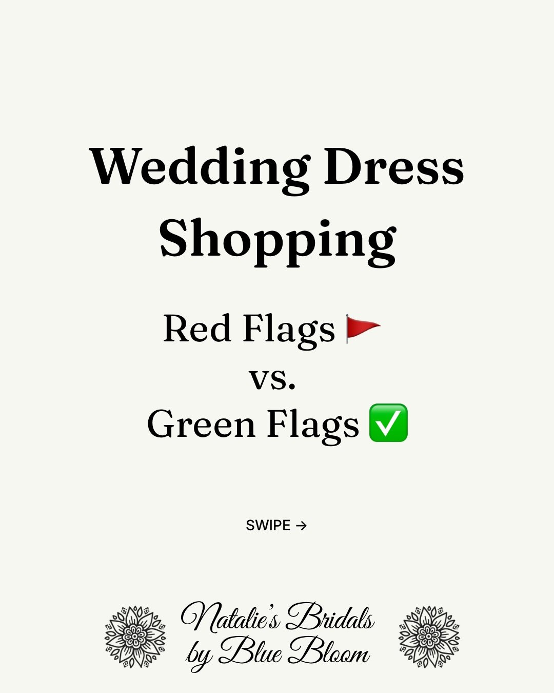 Here&rsquo;s a few wedding dress shopping red flags to watch out for.. 👀🚩 and the biggest green flags? You love the way YOU feel in your dress ✅🤍 Save this for your wedding dress shopping day or share it with a bride to be! 💍 Book your appointmen