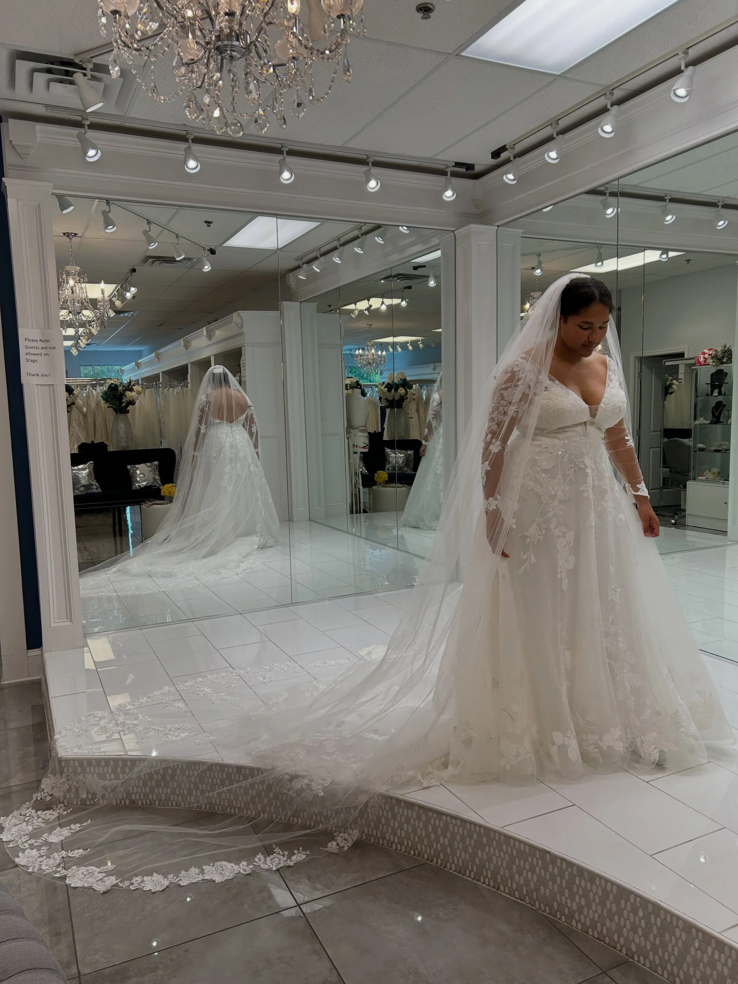 The dress might be the star but now the veil is the plot twist 👀😅 One gives you that pretty &amp; delicate sparkle while the other brings all the drama 🤍 Which veil would you wear with this dress? Let us know! 
.
.
.
#nataliesbridalsbybb #weddingd