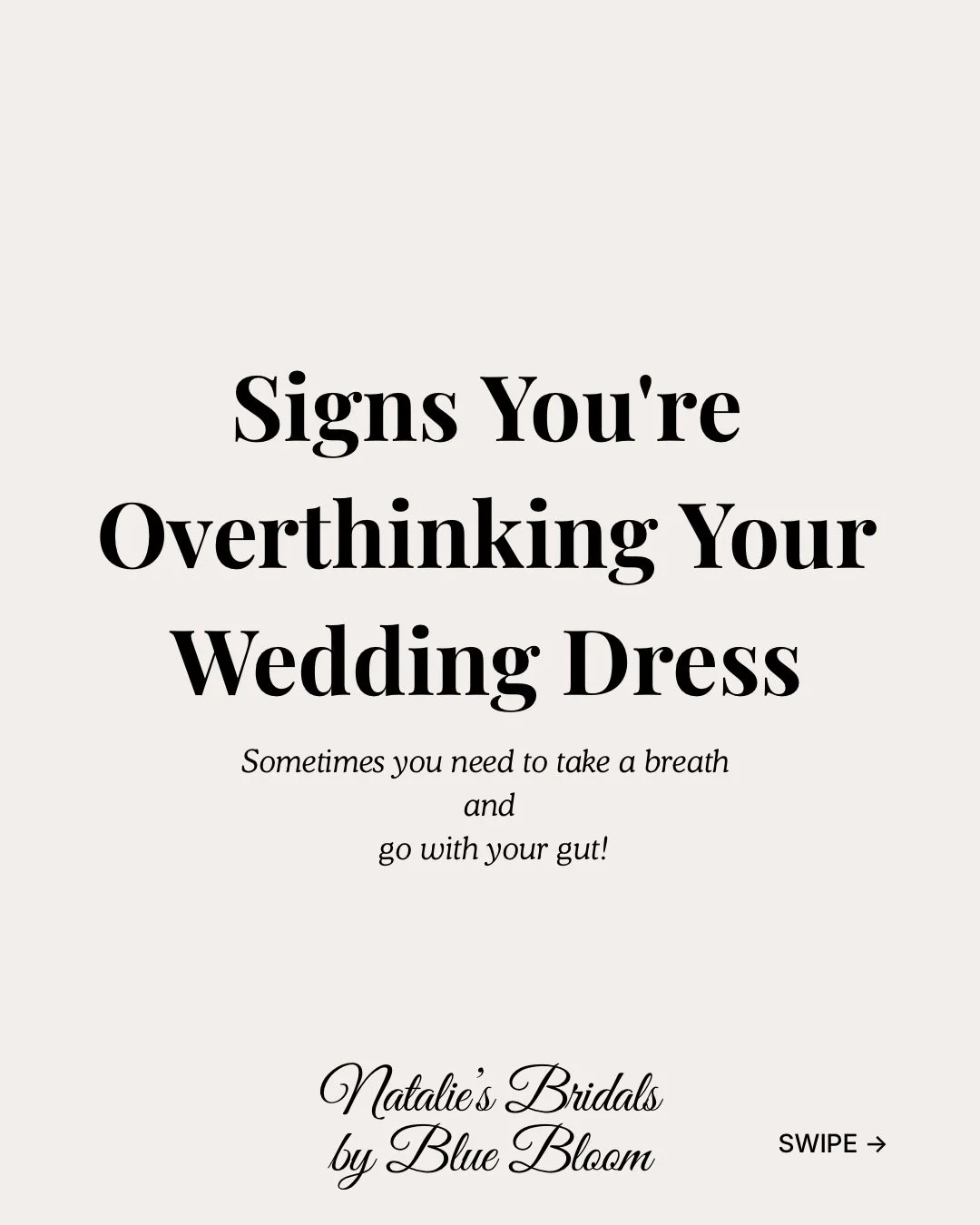 You found a wedding dress you love and now you&rsquo;re over analyzing everything 😅 Just take a breath and go with your gut! Sometimes you just need to step away, trust yourself, and remember why you love it in the first place ❤️ Save this for your 