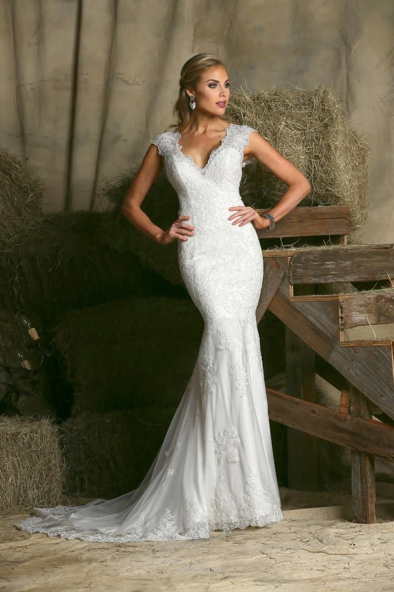 davinci bridal bridesmaid dresses Davinci Bridal 50637 Long A Line Sheer Lace V neck wedding Dress Train Floral Gown 6 / Ivory/Blush/Nude