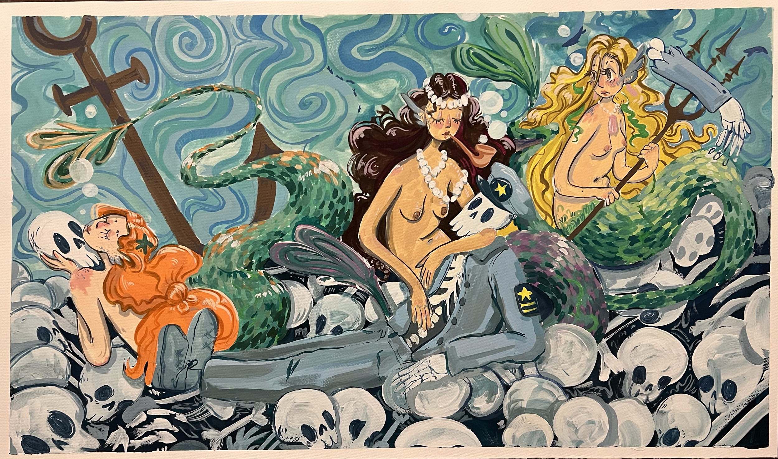 Girlfriends and their Boyfriends
16x28in Gouache on watercolor