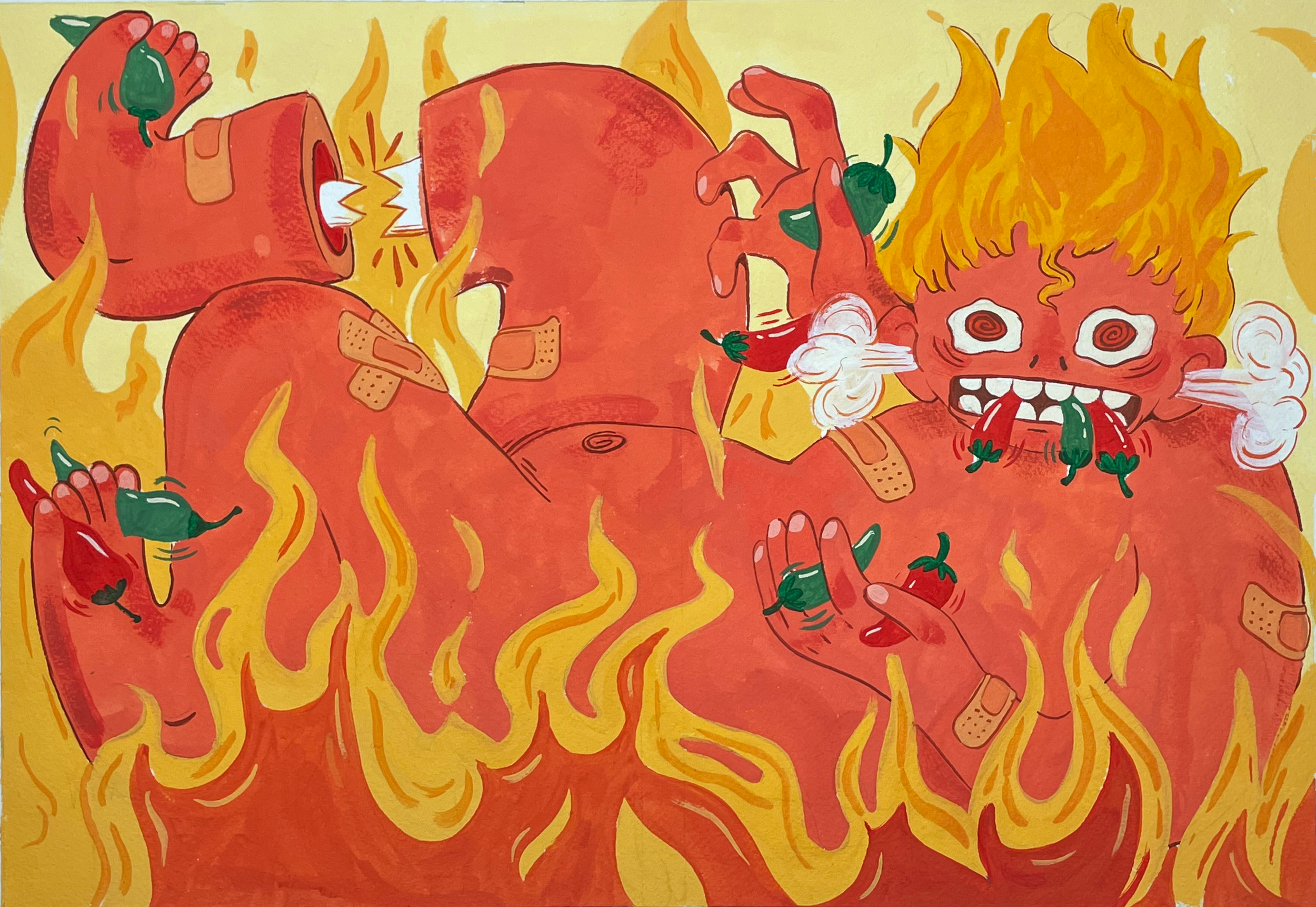 One Ridiculously Hot Cookbook Cover
11x17 in Gouache on Watercolor Paper