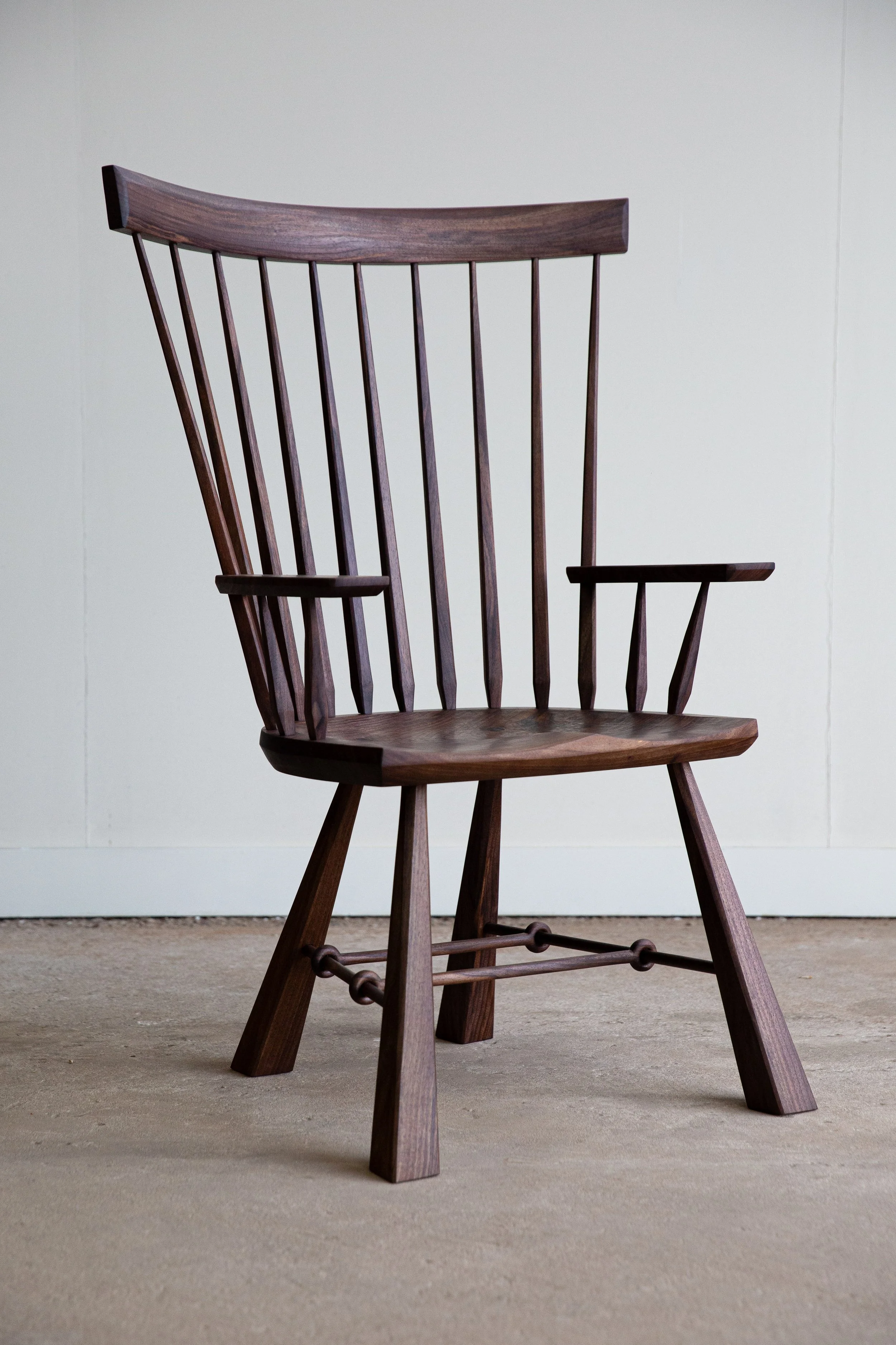English Walnut Contemporary Windsor Armchair