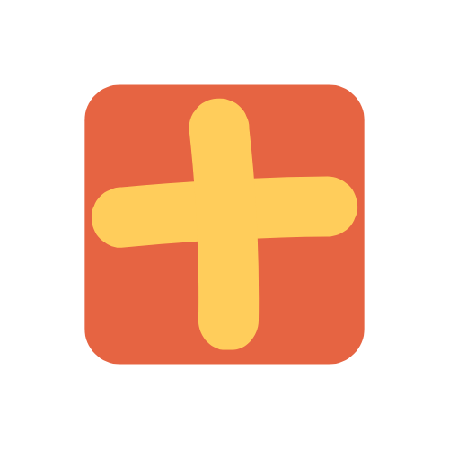 An orange rounded square icon with a yellow plus sign in the center.