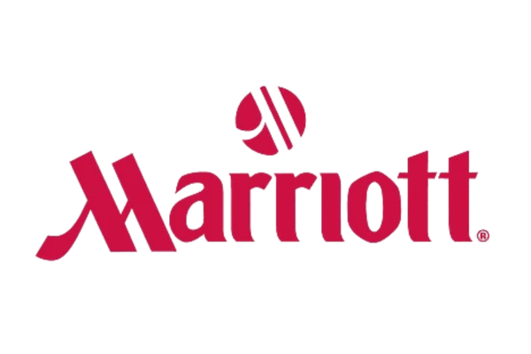Marriott logo with red text and symbol on a white background.