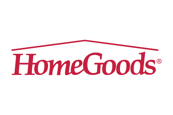 HomeGoods logo in red text with a simple roof outline above the word.