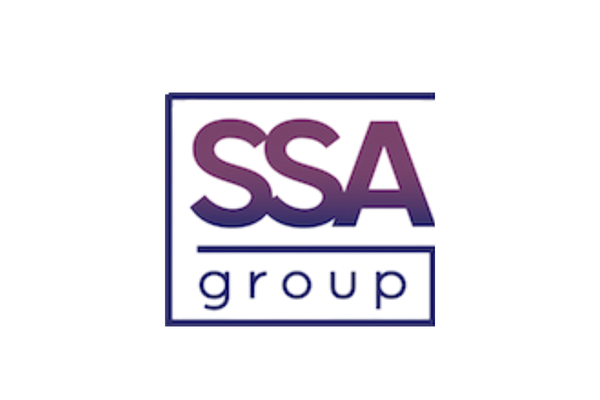Logo of SSA Group with purple and blue text.