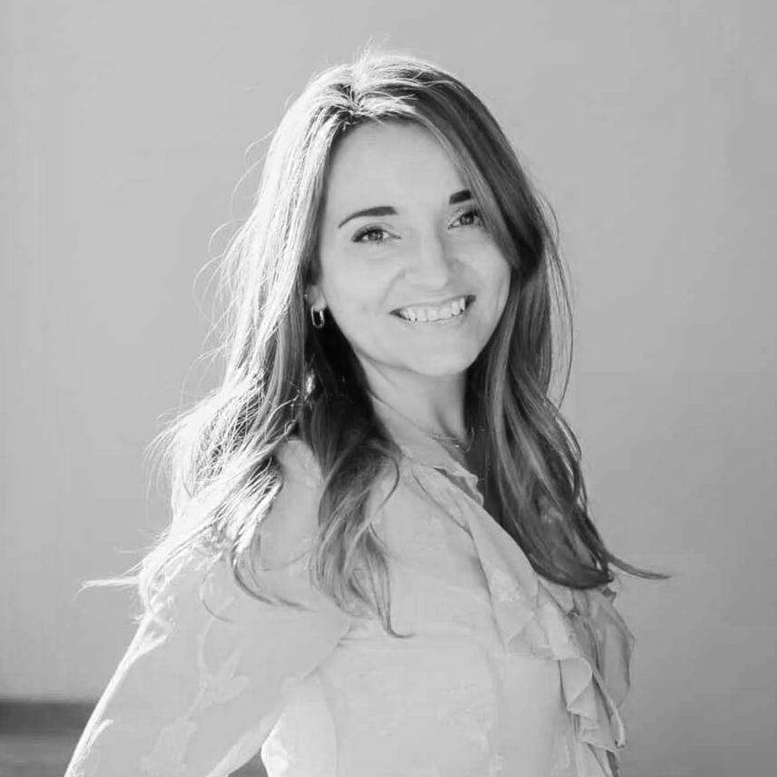 Black and White headshot of Haylee Piehl, VP Marketing & Creative of Proud Impact Collective