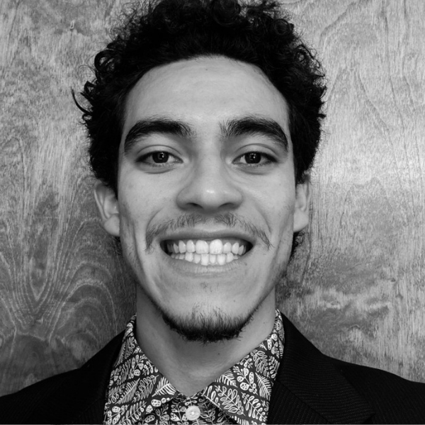 Black and White headshot of Alec Lopez, Account Coordinator of Proud Impact Collective
