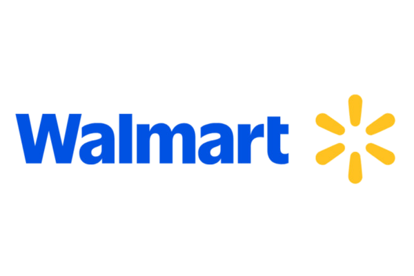 Walmart logo with blue text and yellow spark symbol.