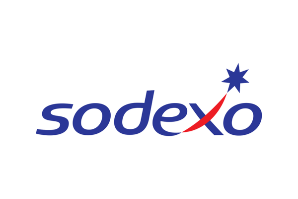 Sodexo logo with blue text and a star and red swoosh design.