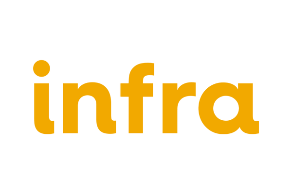 The word 'infra' in bold orange letters on a white background.
