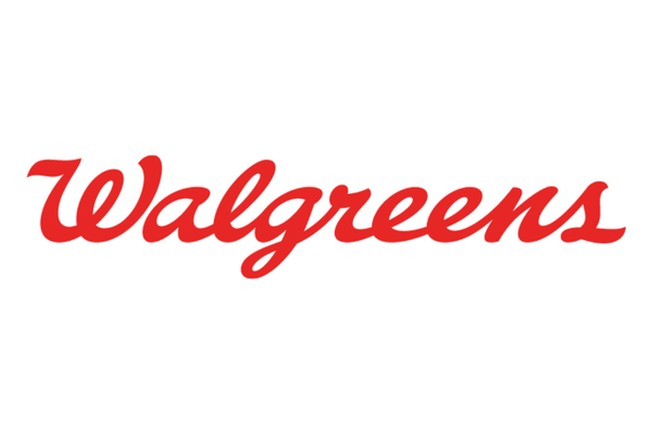 Walgreens logo in red cursive font on a white background.