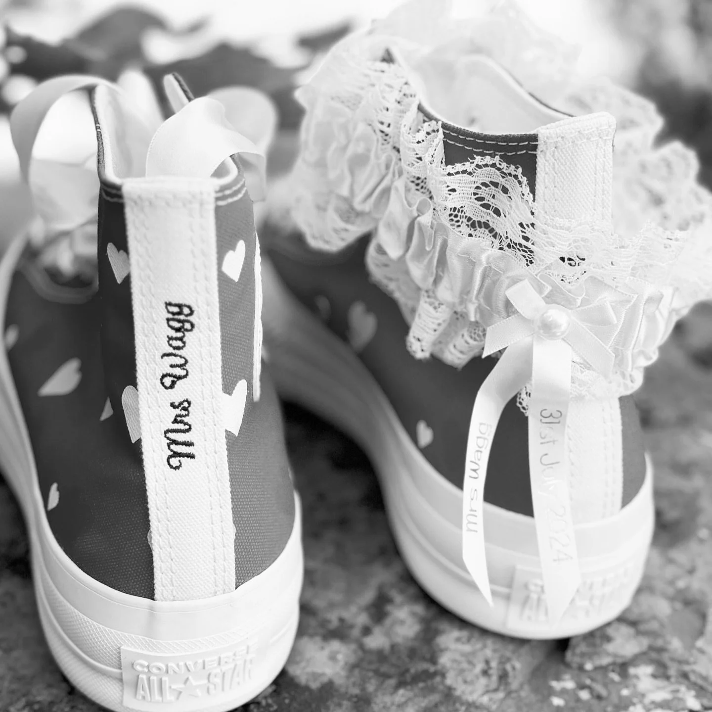 who says you can&rsquo;t have comfort and style on your special day? These personalised converses are perfect for dancing the night away while adding a unique touch to the brides wedding look. 💖👰