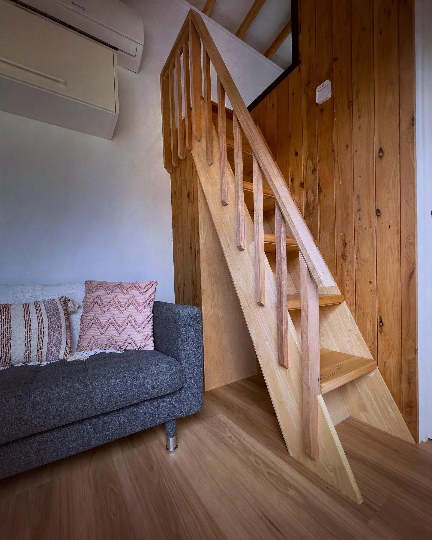 Tasmanian Oak Handrail and Balustrades added to a loft stair