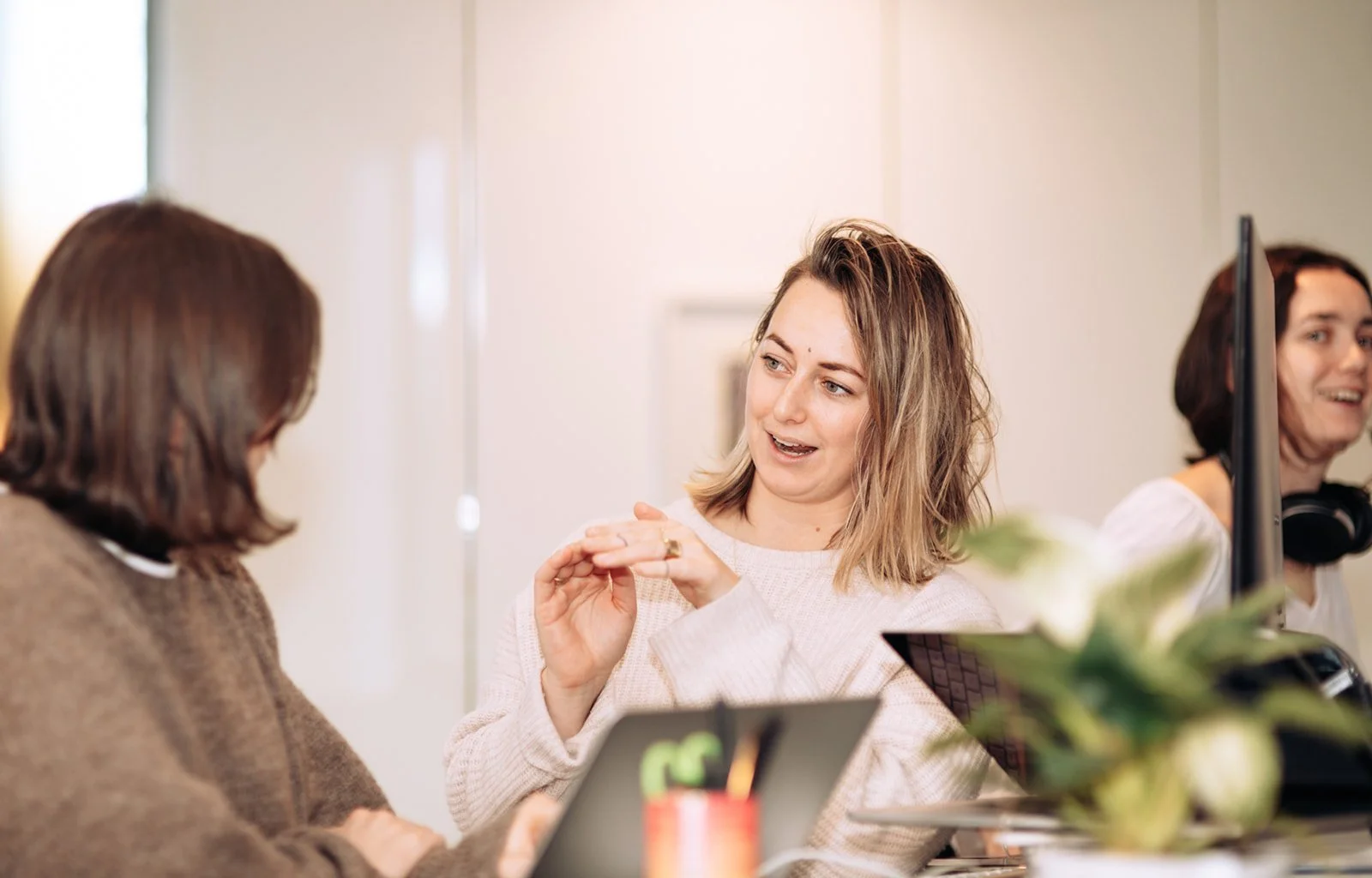 Britt chatting to a member, wanaka space