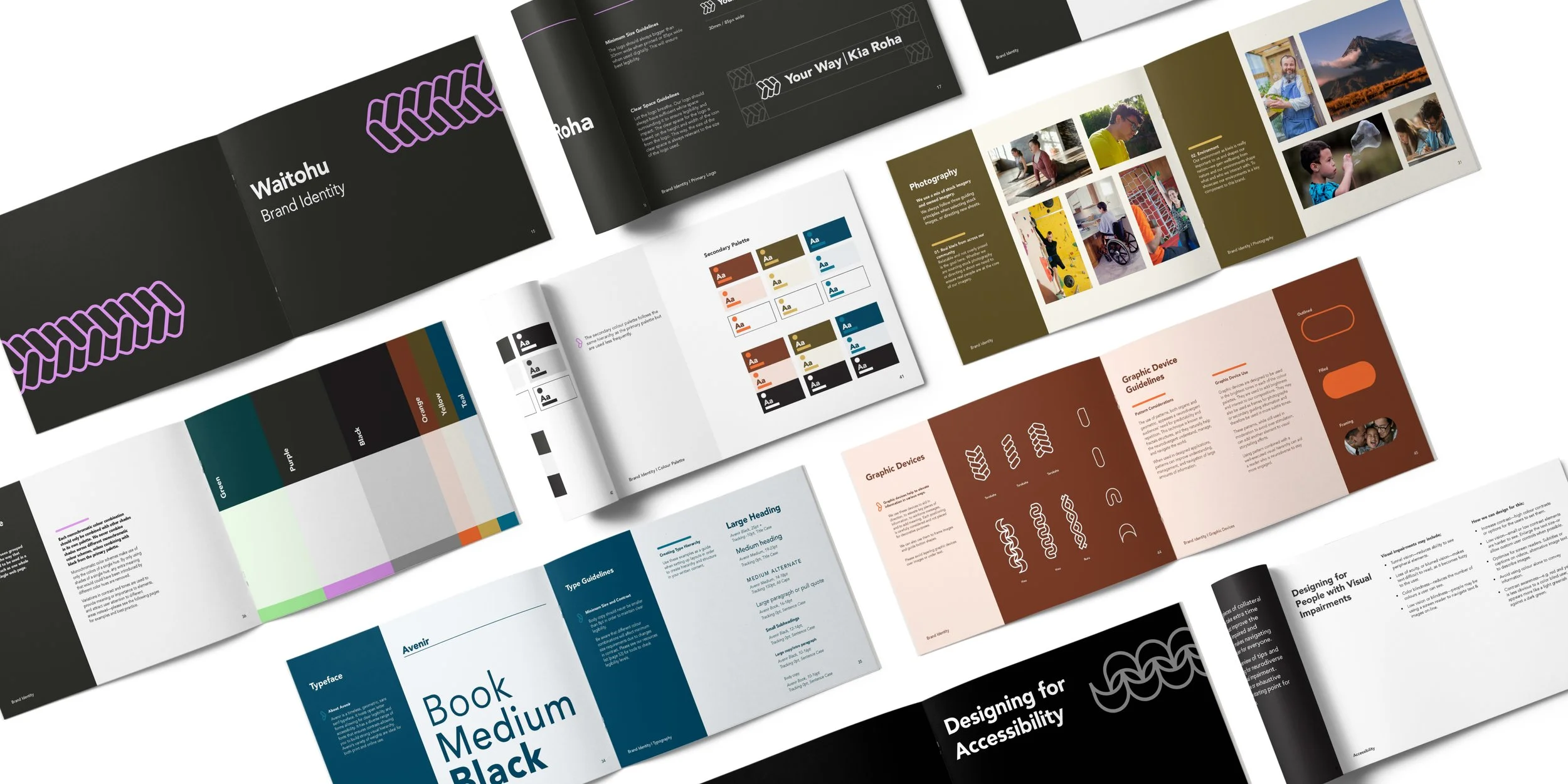 An image of brand guidelines flatlay