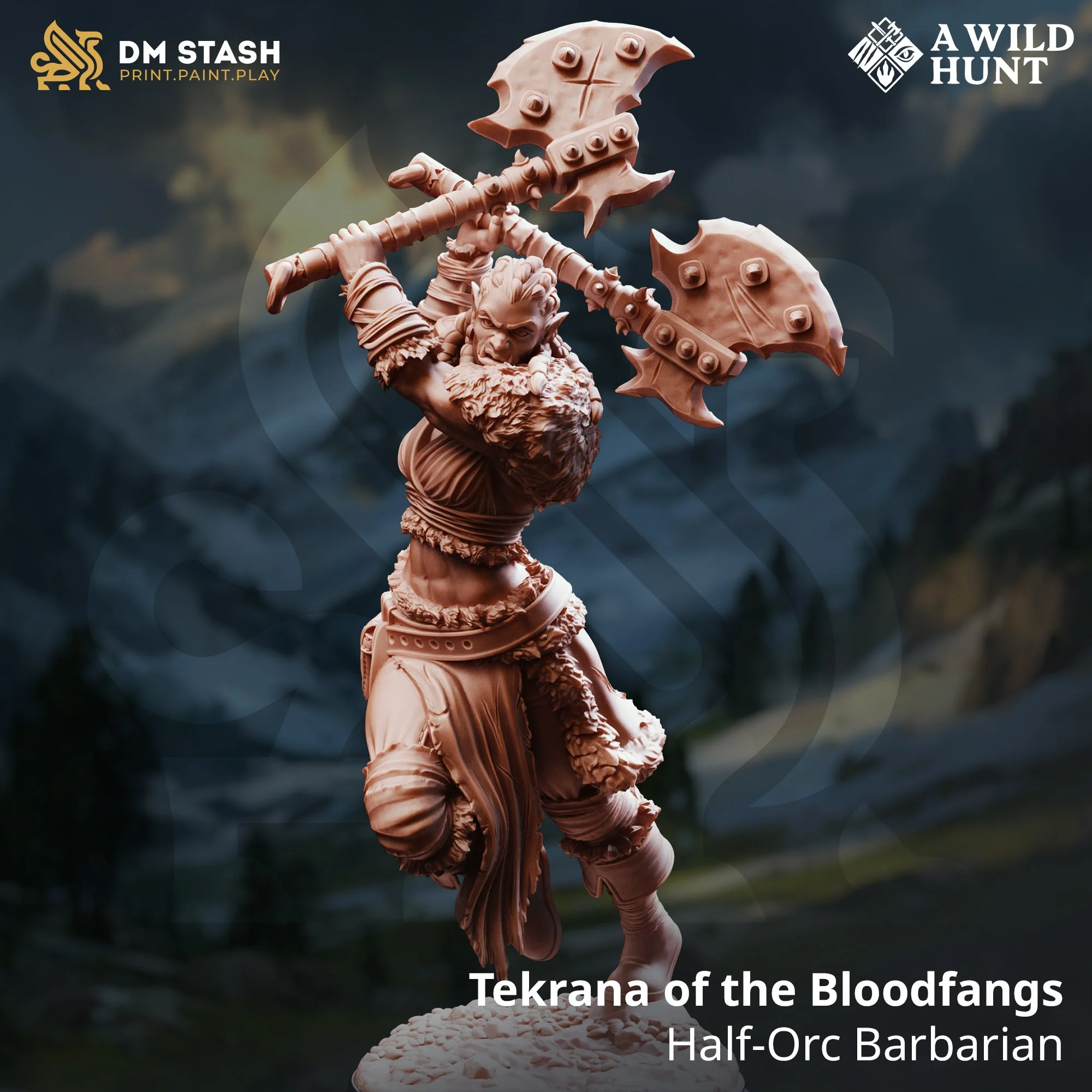 Tekrana of the Bloodfangs - Half-Orc Barbarian