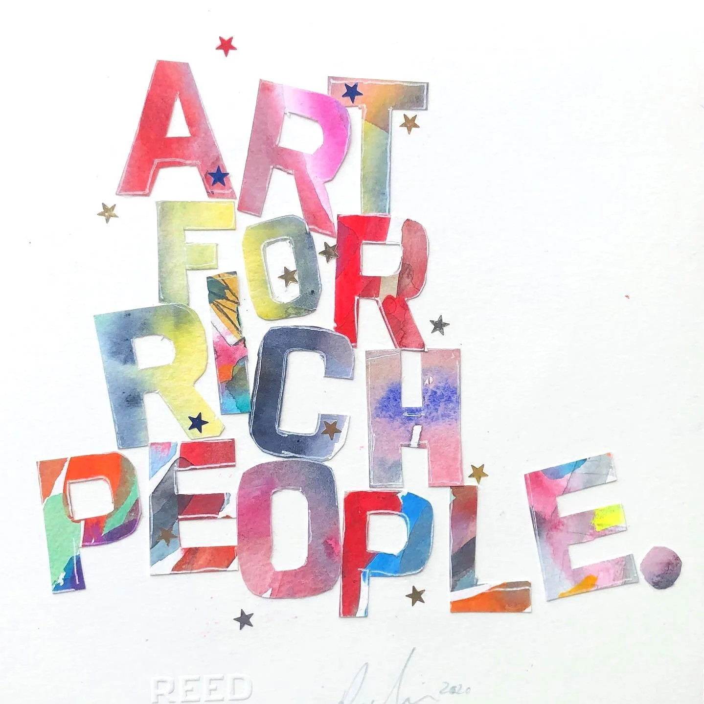  Art for Rich People, 2020, mixed media on paper, 10 x 10 in Courtesy of a private collection, San Diego 