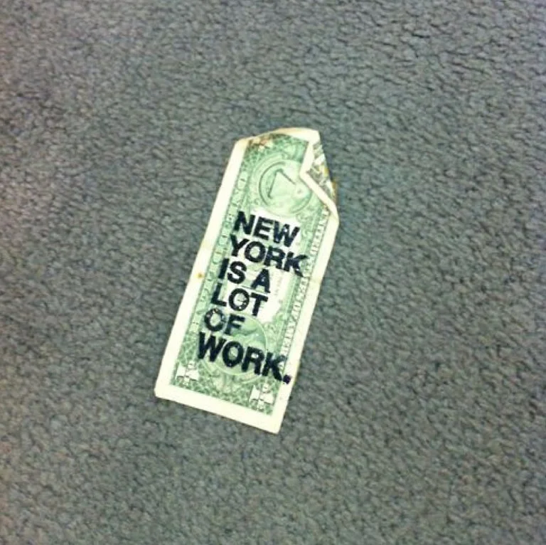   New York is a Lot of Work,  installation on the carpet at The Armory Show, 2010. 