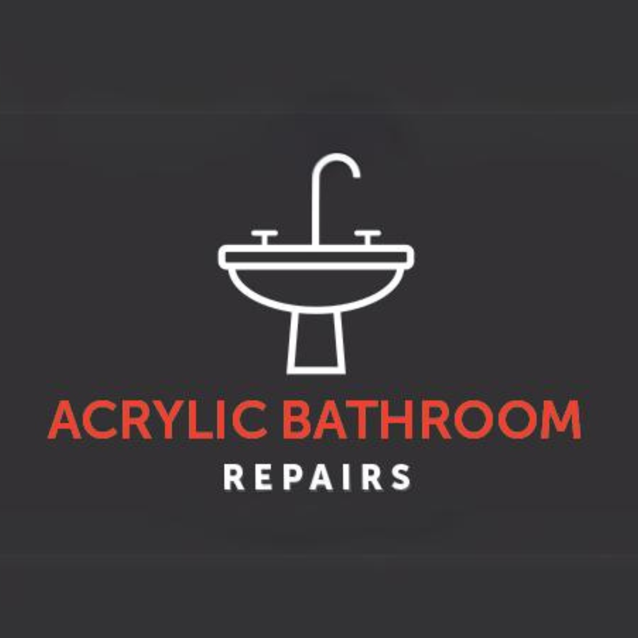 A sign with an illustration of a sink and text that reads 'Acrylic Bathroom Repairs' in red letters.