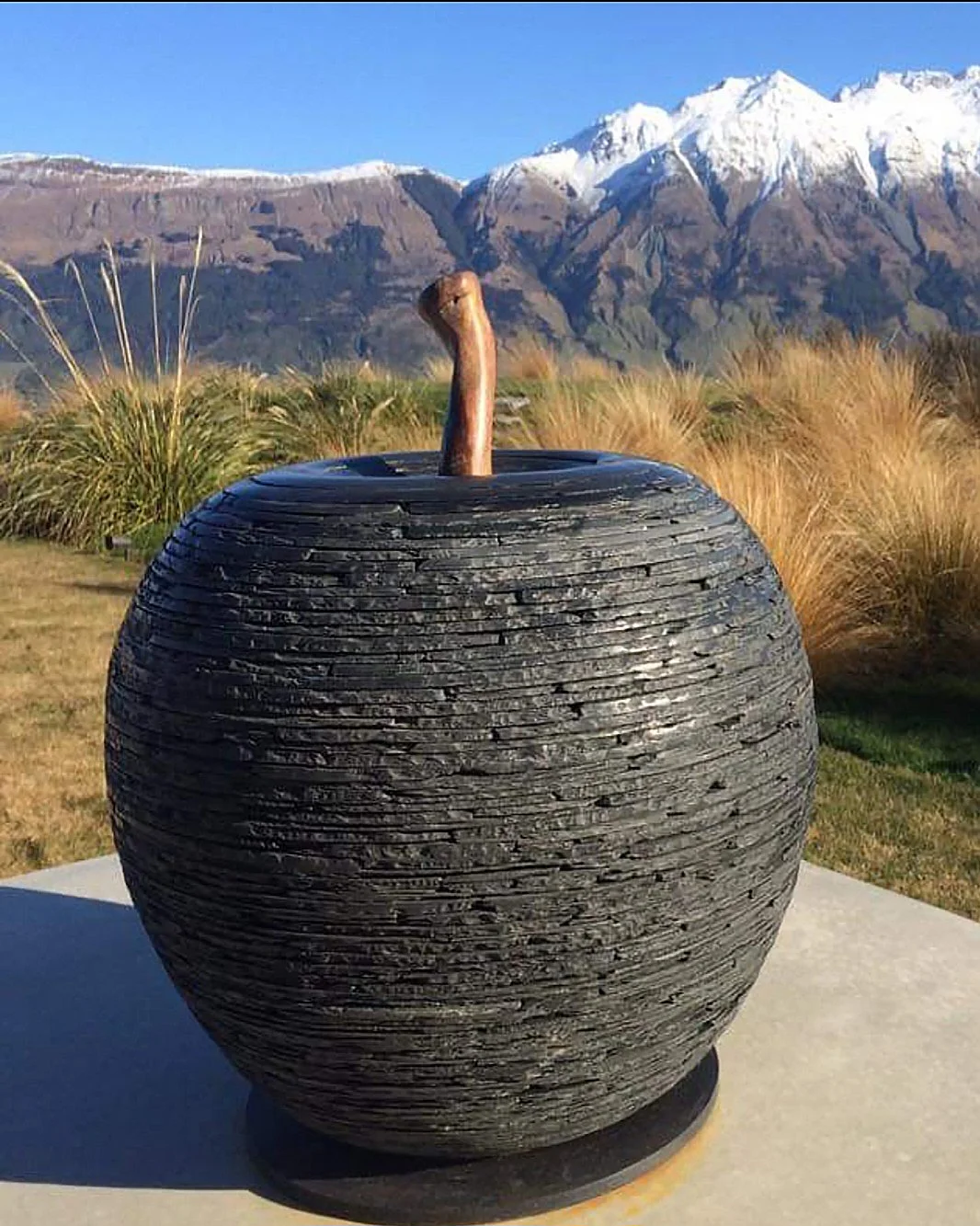  Adams Apple  | Black Welsh Slate and Pear Wood 2018 | 500x400mm