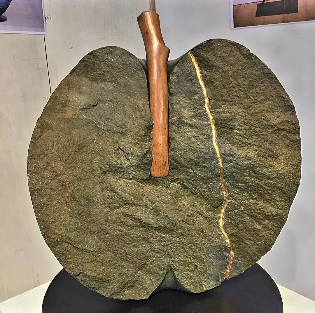  Kintsugi Half Apple  | Glacial Morraine and Pear Wood  2020 | 450 × 400mm