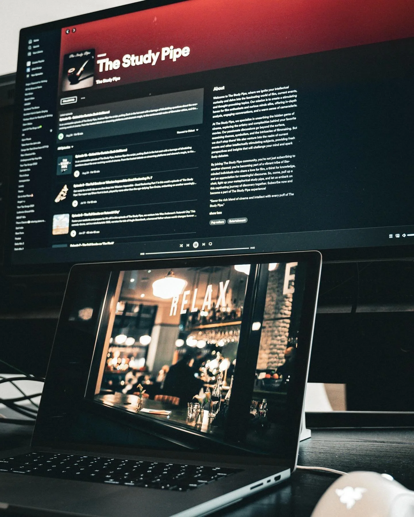 Setting the mood with #TheStudyPipe on Spotify 🎧. Dive into cinematic discussions, unravel film mysteries, and let's talk movies together. Ready to embark on this journey? 🔗 in bio. #CinemaVibes #PodcastLife #MovieTalk #FilmLovers #SpotlightOnCinem