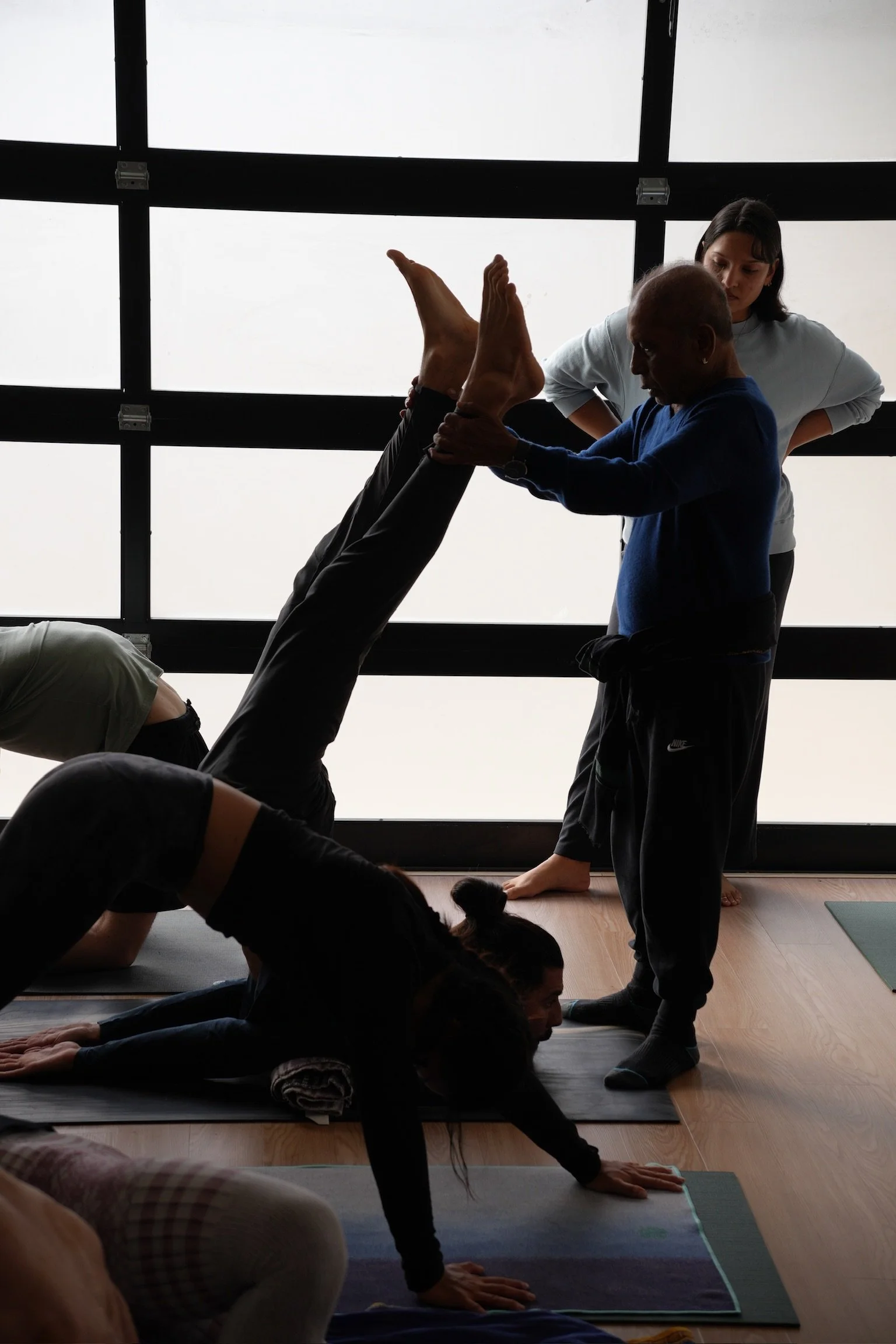 Manju P. Jois assisting Caio in Advanced A Ashtanga Yoga Posture, Encinitas