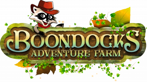 Boondock's Adventure Farm logo with raccoon in cowboy hat.