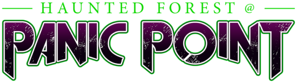 Logo for Haunted Forest at Panic Point featuring bold letters with a distressed texture.