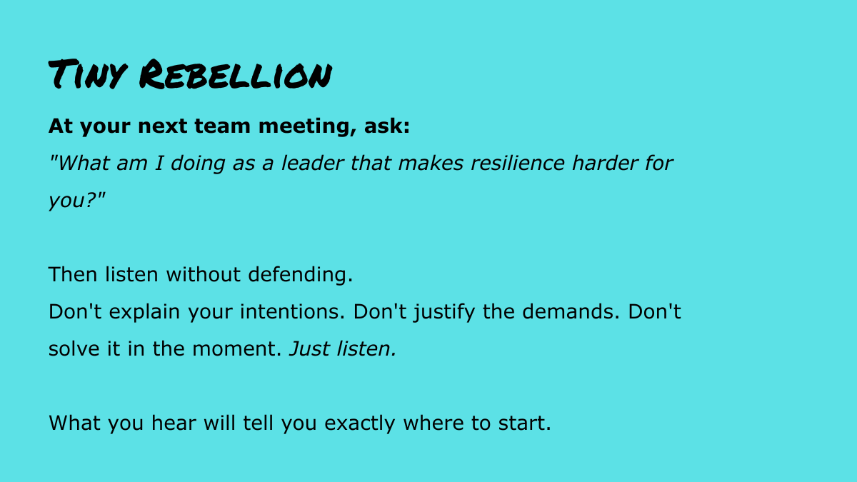 Tiny Rebellion prompt asking what am i doing that makes resilience harder for you?