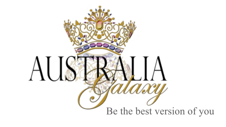 Logo with a gold crown above the words "Australia Galaxy" and the tagline "Be the best version of you" underneath.
