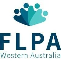 Logo of FLPA, Western Australia, featuring a stylized crown-like design in shades of blue.