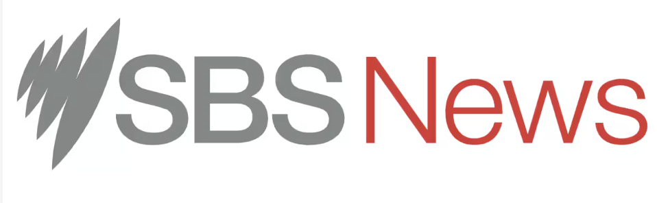 SBS News logo with a stylized gray lightning bolt and the text 'SBS News' in gray and red