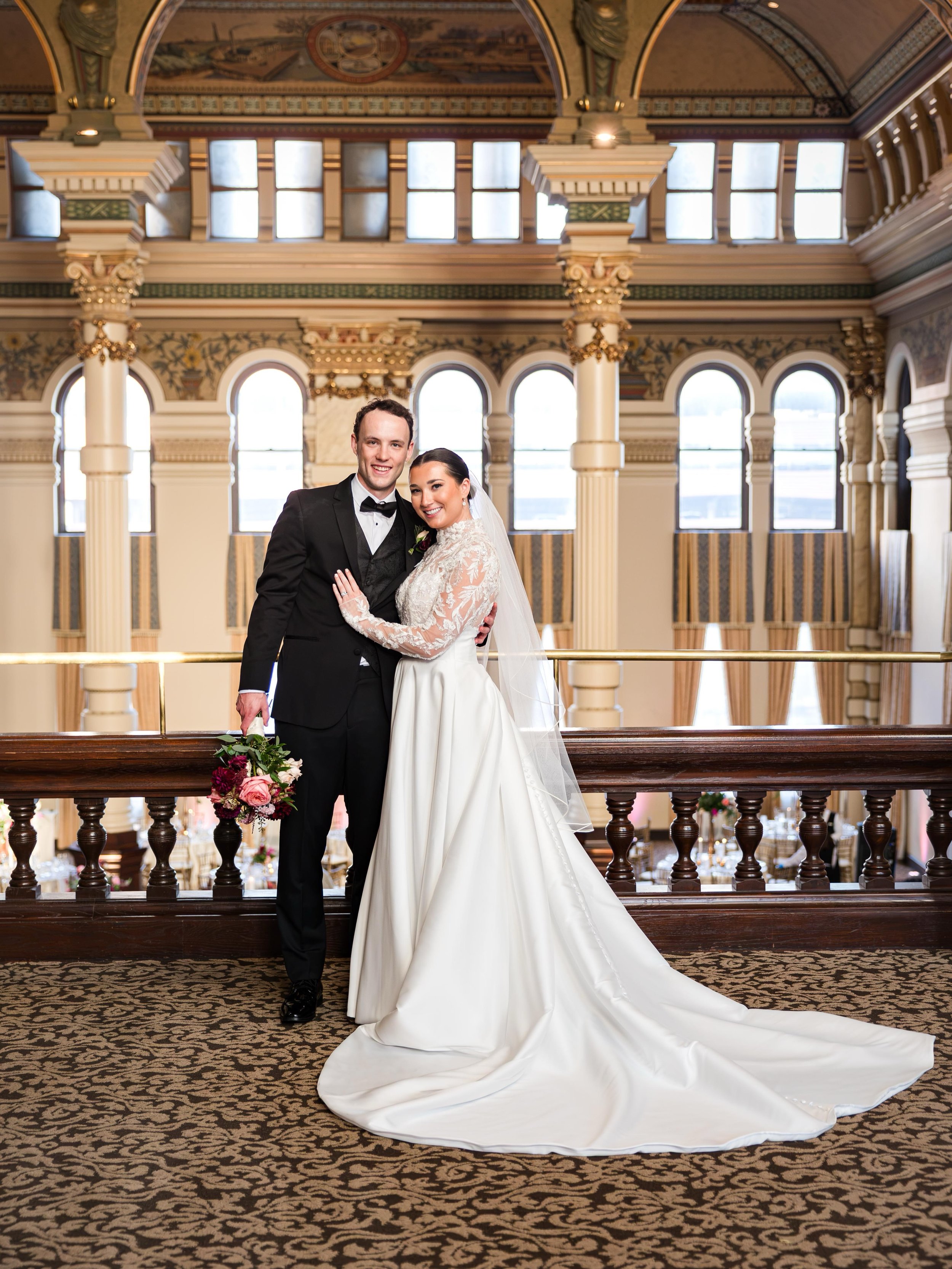 Officially Mr. &amp; Mrs. Monastra. ✨💍 What a dreamy day! 
 
 
Photographer: @amandakatzphoto 
Assisting photographer: @betcher_photo
Coordinator: @savethedatemke 
Venue: @grainexchange 
Flowers: @flowersfordreams 
Beauty/hair: @fansea.salon 
Band: 