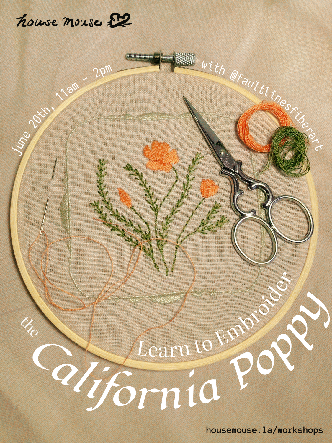 Learn to Embroider the California Poppy - June 20