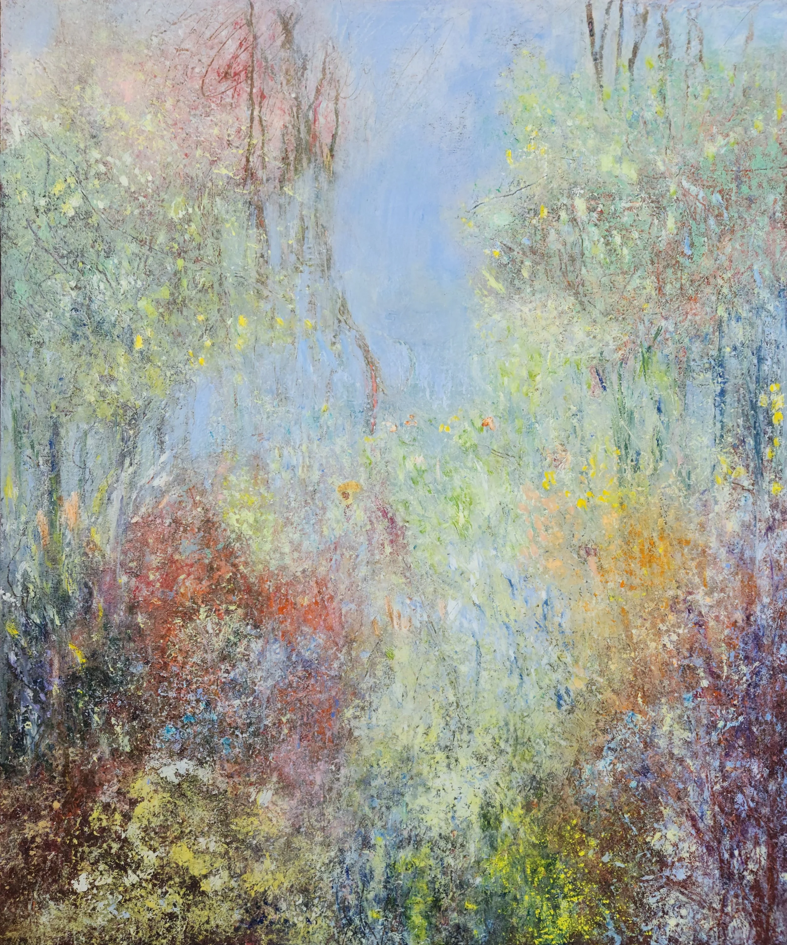 Exhale. 2022. oil / wax on wood. 70 x 50cm x frame.