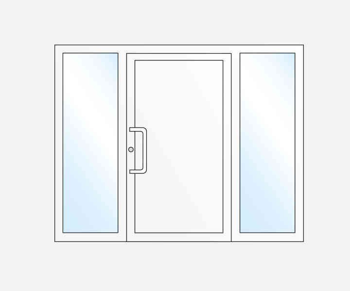 Single-leaf entrance door with two sidelights